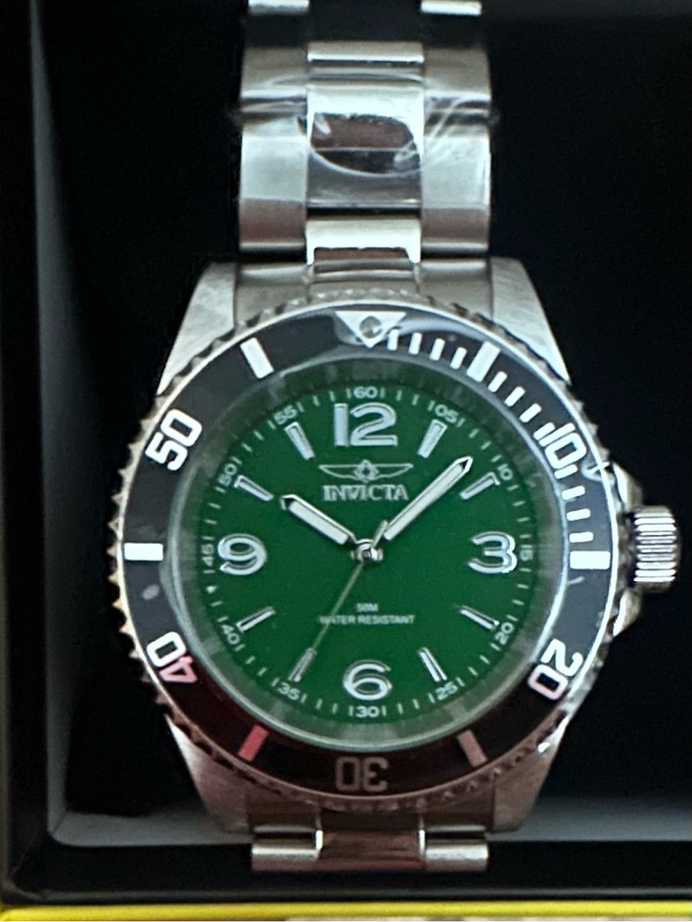 Invicta Men’s Silver Watch with Green Dial